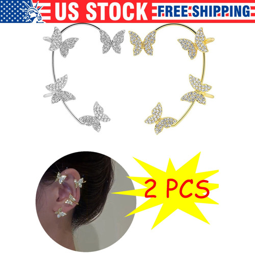 Pair butterfly ear clip - ear,