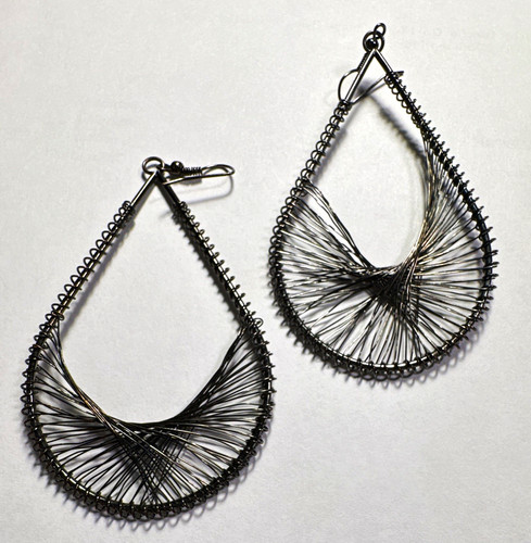 Black wire wrapped teardrop - ,