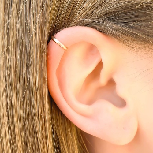 Solid gold ear cuff earring - gold,